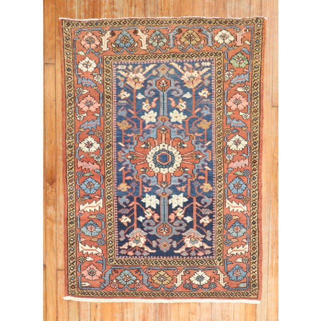 Traditional Antique Zabihi Collection Persian Heriz Scatter Rug - 3'4" x 4'6" For Sale - Image 3 of 10