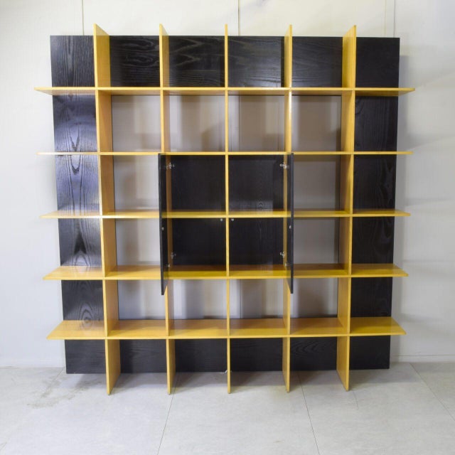 Black Grid Bookcase in Ash and Black Lacquer by Roberto Pamio & Renato Toso for Stilwood, 1970s For Sale - Image 8 of 15