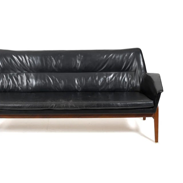 Bovenkamp Leather & Teak Wing Sofa by Ib Kofod-Larsen for Bovenkamp, 1950s For Sale - Image 4 of 13