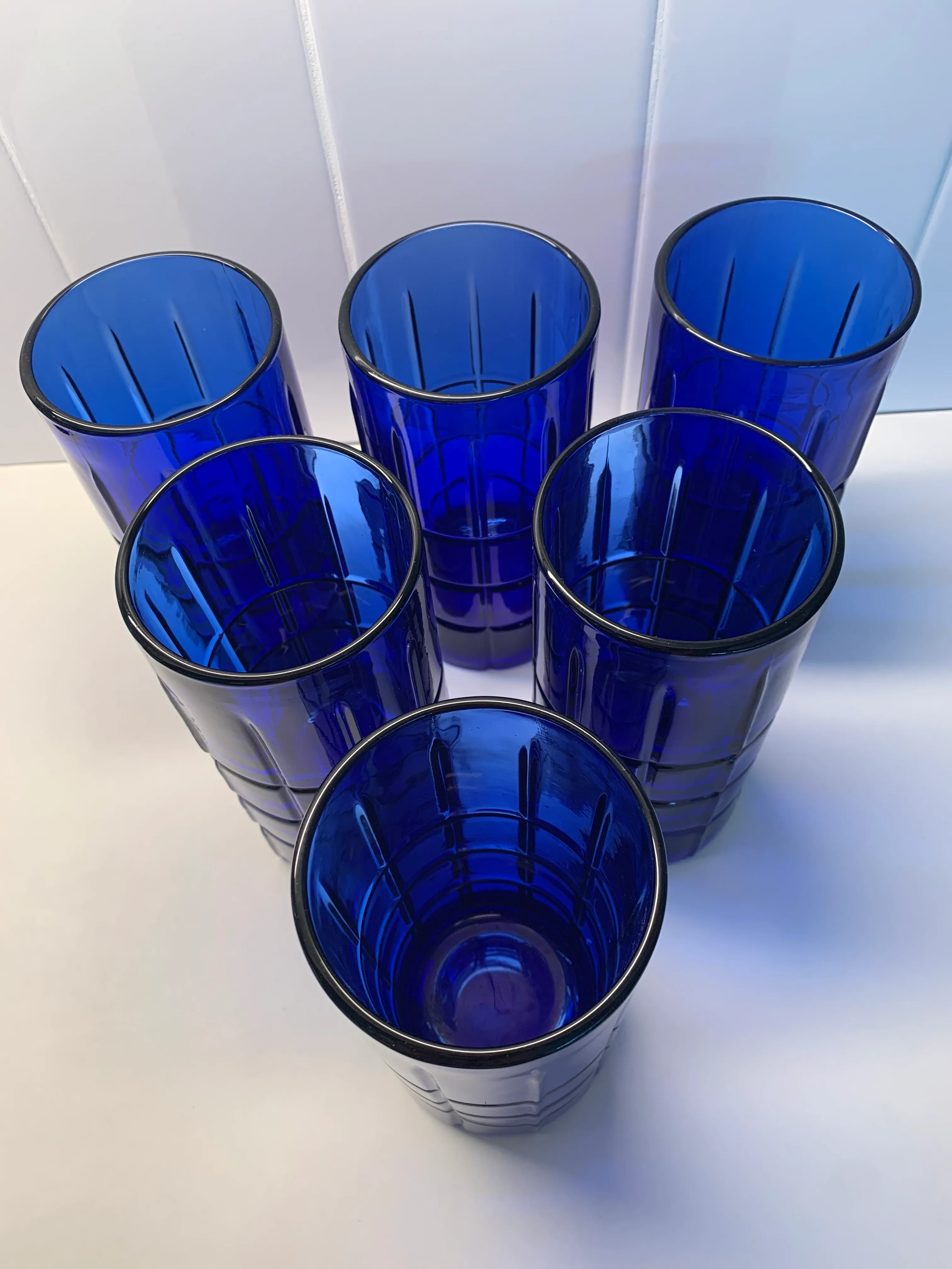 1970s Anchor Hocking Tartan Cobalt Tall Glasses- Set of 6 | Chairish