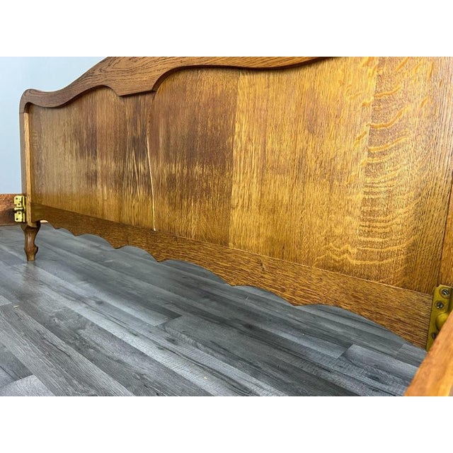 Vintage French Louis XVI Double Bed Frame in Oak For Sale - Image 10 of 11