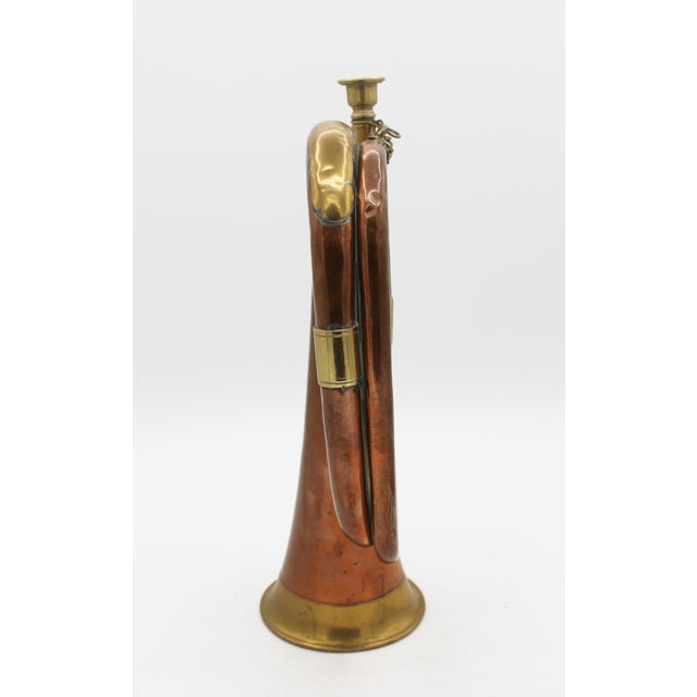 Late 19th century copper & brass bugle, English. British design since 1858 - twice-coiled with narrow bell. Brass, wrapped...