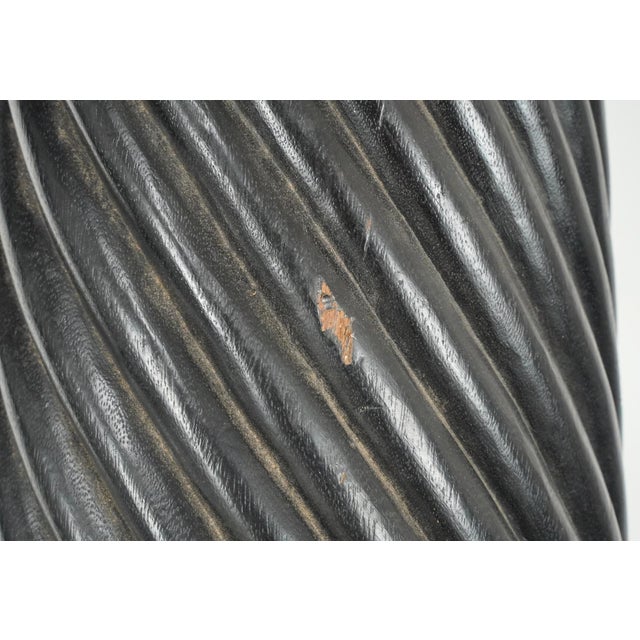 Black Pair of Vintage Ebonized Wood & White Marble Columns For Sale - Image 8 of 10