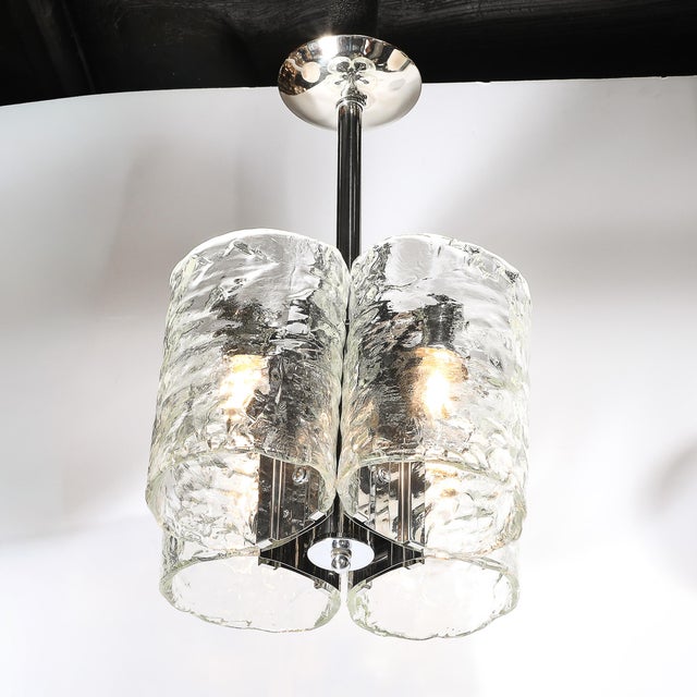 1970s 1970s Mid-Century Modern Hand-Blown Murano Mottled Glass & Nickel Chandelier by Mazzega For Sale - Image 5 of 18