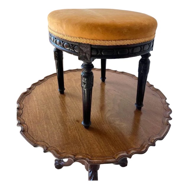 19th Century Louis XVI Style Walnut Carved Footstool-Ottoman For Sale