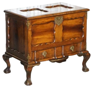 Vintage Carved Hardwood Trunk or Chest with Drawer and Claw & Ball Legs