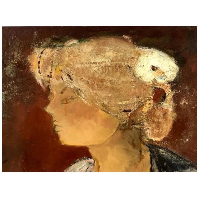 Mid 20th Century Michel Rodde, 20th Century Abstract Portrait of Lady "La Dame a la Fleur Blanche" Michel Rodde, c. 20th Century For Sale - Image 5 of 13