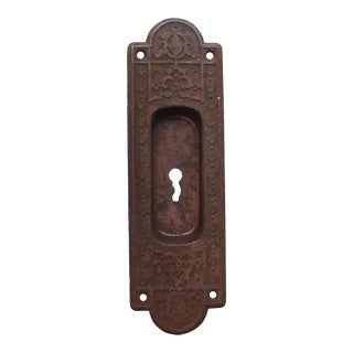 Victorian Steel Recessed Pocket Door Plate For Sale