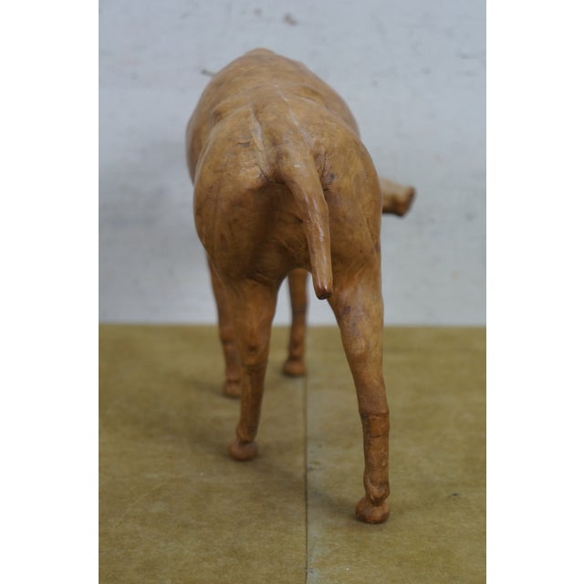 Animal Skin 1960s Artisan Italian Leather Antelope Gazelle Blackbuck Figurine Statue 14" For Sale - Image 7 of 11