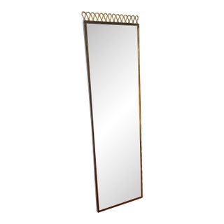 1950s Gio Ponti Style Mid-Century Modern Brass Rectangular Wall Mirror For Sale