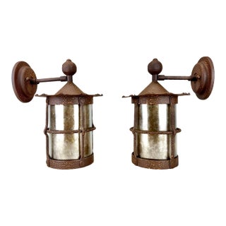 Mica Lamp Company Antiqued Iron Storybook Jester Medium Outdoor Wall Sconce Lantern Sb16-A For Sale
