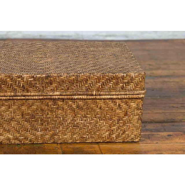 Vintage Chinese Rattan over Wood Rectangular Box or Low Side Table For Sale - Image 11 of 11