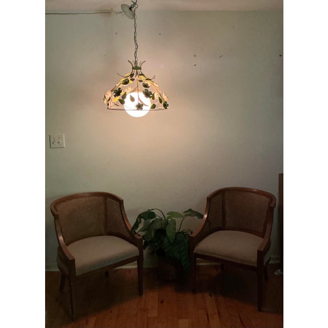 White 1960s Vintage Italian Tole Metal Floral Chandelier Made in Italy For Sale - Image 8 of 12