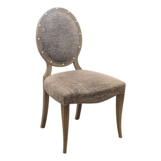 Contemporary Modern Restoration Hardware Fabric Upholstered Wooden Accent Chair For Sale