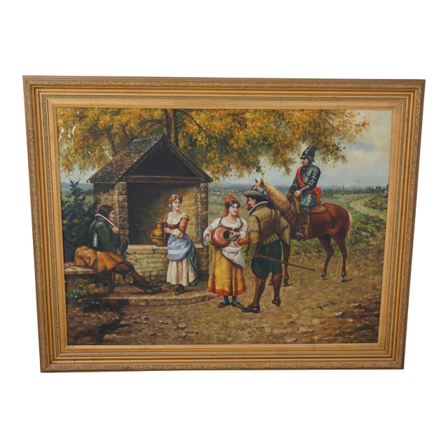 Large Framed Oil Painting on Canvas Mexican Village For Sale