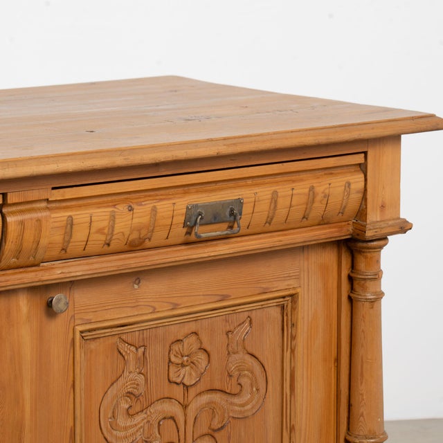 19th Century Danish Pine Sideboard With Carved Panel Doors For Sale - Image 9 of 17