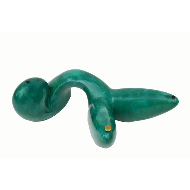 Forest Green Signed Philippe Jean Leda Coffee Table Abstract Green Base for Maison Jansen 75 For Sale - Image 8 of 13