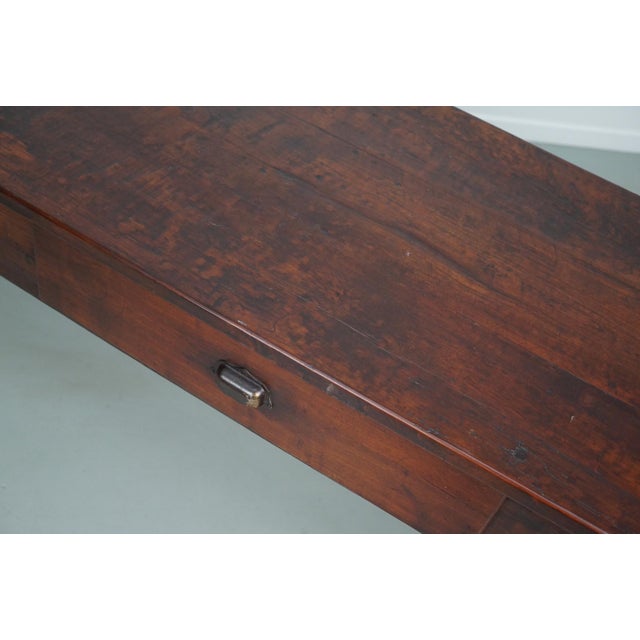 Large Vintage Rustic French Colonial Teak Farmhouse Side Table, 1920s For Sale - Image 9 of 14