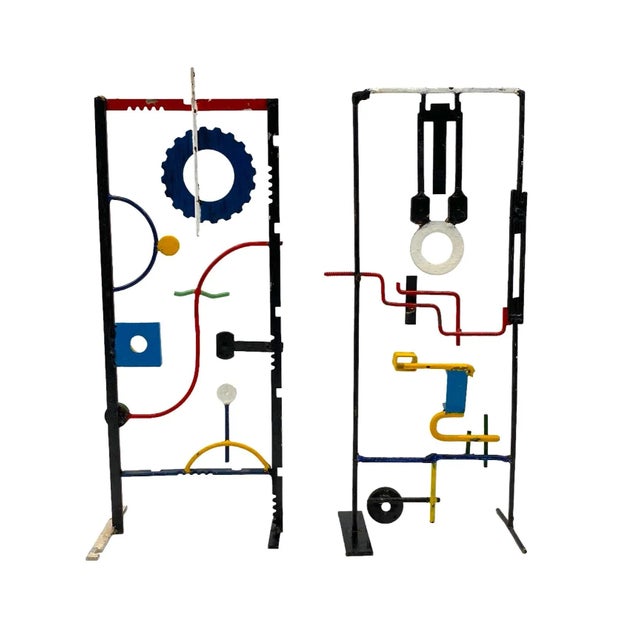 Modern Abstract Lacquered Metal Set of 2 Sculptures, France, 1930 For Sale - Image 11 of 12