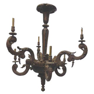 Antique Painted Wooden Chandelier Rockery Style For Sale