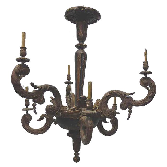 Antique Painted Wooden Chandelier Rockery Style For Sale