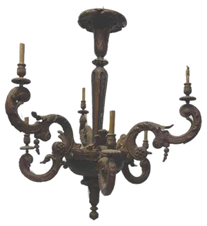 Antique Painted Wooden Chandelier Rockery Style
