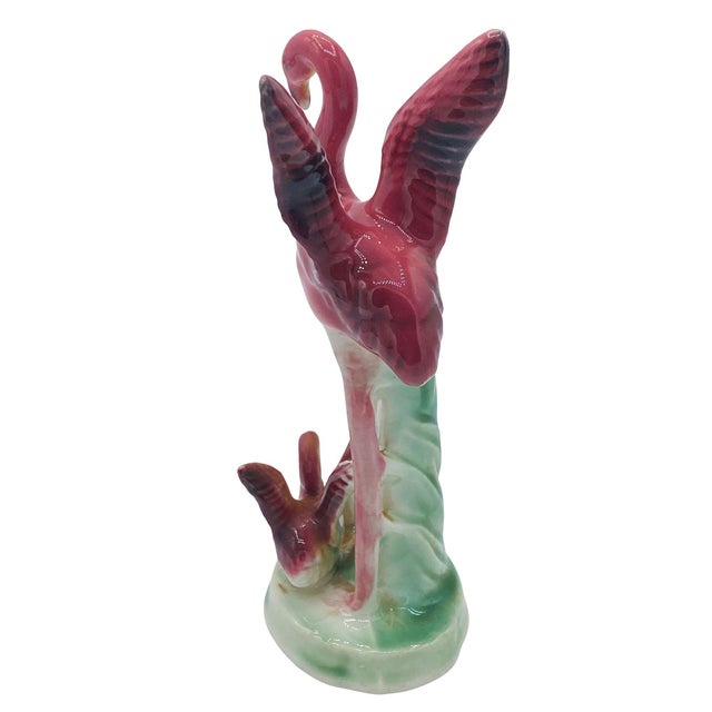 Pair of Mid 20th Century Ceramic Miniature Pink Flamingo Tabletop Statue by Leftons For Sale - Image 13 of 17