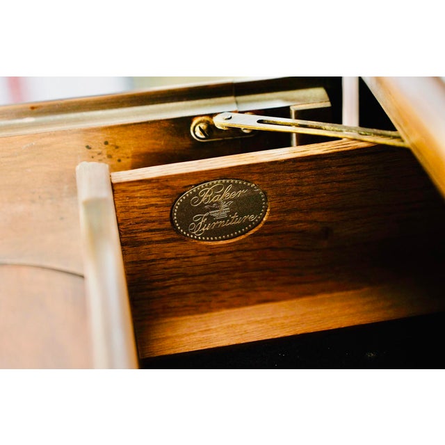Monumental Baker Furniture French Provincial Style Walnut Buffet Sideboard, 4-Door Carved Credenza, Circa 1960–1975 For Sale - Image 12 of 12