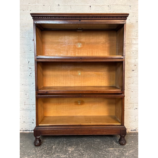 Arts & Crafts Antique Three Piece Macey Barrister Bookcase For Sale - Image 3 of 14