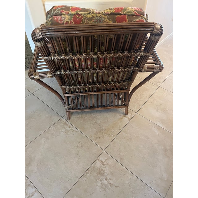 Palecek Stunning Vintage Coastal Palecek President’s Stick Rattan Lounge Chair For Sale - Image 4 of 12