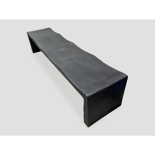 Andrianna Shamaris Impressive Long Charred Wave Bench For Sale - Image 9 of 18