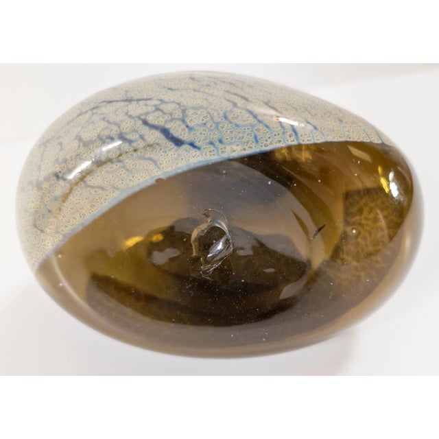 Mid-Century Art Glass Hand-Blown Olive Green and Silver Vase For Sale - Image 9 of 11