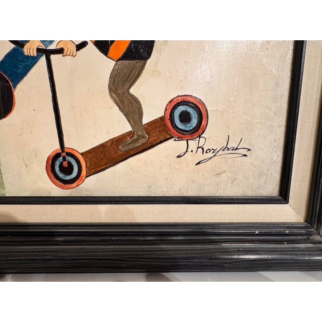 1990s Girl Friends on Scooters Painting For Sale - Image 4 of 5