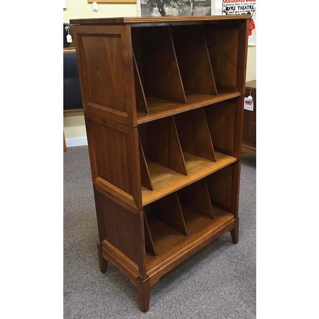 Mid-Century Modern Walnut Three Tier Vinyl Storage Shelving For Sale - Image 3 of 6