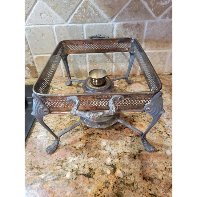 Hollywood Regency Vintage Sheridan Chafing Dish Stand For Sale - Image 3 of 12
