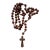 Vintage Large 50 Inch French Roseary Carved Corozo Beads Wooden Cross For Sale