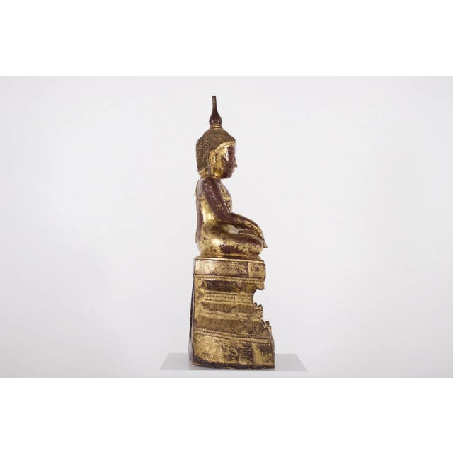 Konbaung Maravijaya Birman Buddha, 1800s, Lacquered Wood For Sale - Image 5 of 13