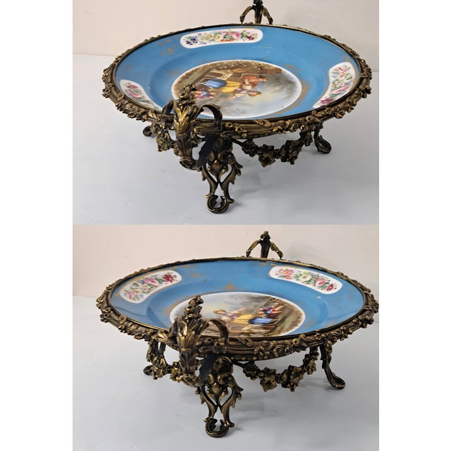 19th Century Sèvres Style Porcelain Centerpiece Bowl With Ormolu Mounts For Sale - Image 13 of 15
