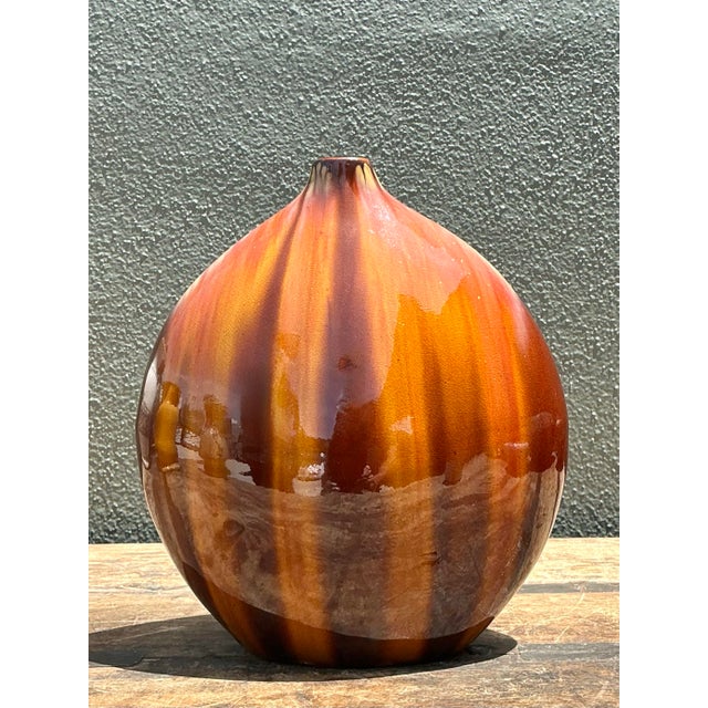 Vintage Glazed Ceramic Vase For Sale - Image 10 of 12