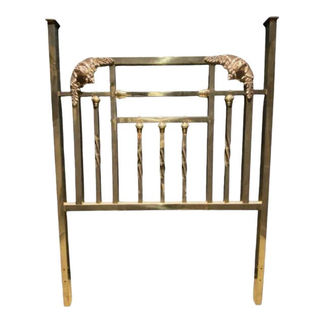 Antique Ornate Angel Solid Brass Child Twin Bed Headboard For Sale