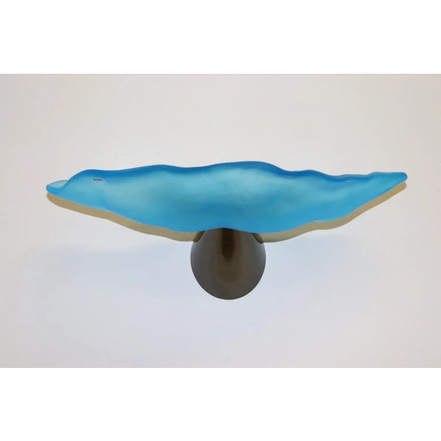 Late 20th Century Carlo Nason "Lithos" Aquamarine Murano Hand Cast Glass Wall Lamp, Mid-Century Modern For Sale - Image 5 of 13