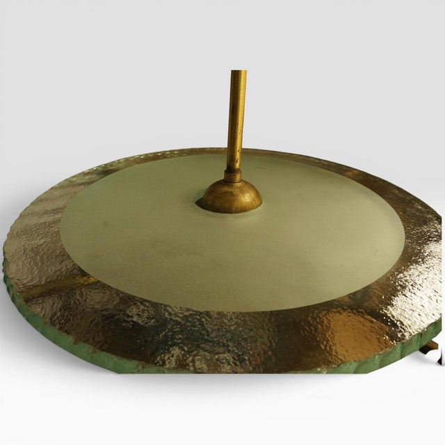 Swedish Grace Brass Chandelier with Glass Discs by Harald Notini for Böhlmarks Sweden, 1930s For Sale - Image 6 of 10