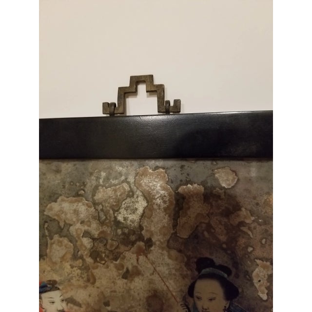 Glass Chinese Export Reverse Painting on Glass For Sale - Image 7 of 12