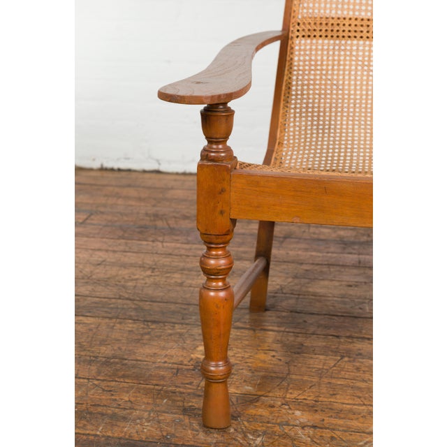 Wood Antique Lounge Chair with Curved Seat & Extended Back For Sale - Image 7 of 12