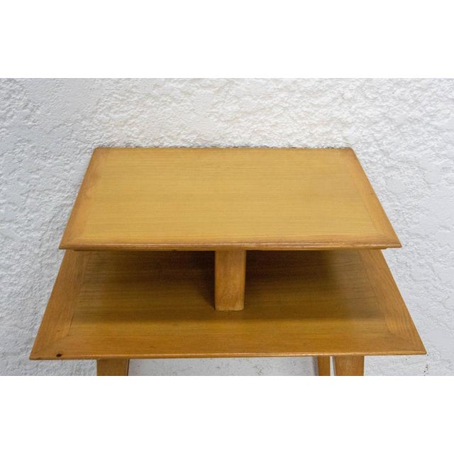 French Nightstand in Elm & Beveled Glass with Compas Feet, 1950s For Sale - Image 10 of 13