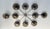 Italian midcentury flush mount with ten smoky Murano glass shades mounted on solid brass frame in satin black nickel...