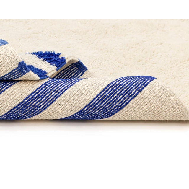 Blue Hand-Knotted Wool Premium Rug by Azele Studio For Sale - Image 8 of 10