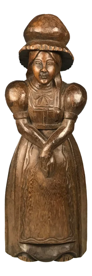 Carved Solid Wood Paper Mache Mold of Woman