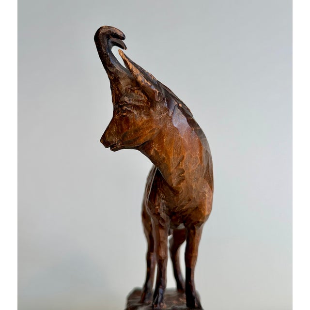 Antique Folk Art Hand-Carved Alpine Wooden Ibex and Chamois Figurines, Oberammergau, Germany, 1920s, Set of 2 For Sale - Image 13 of 18