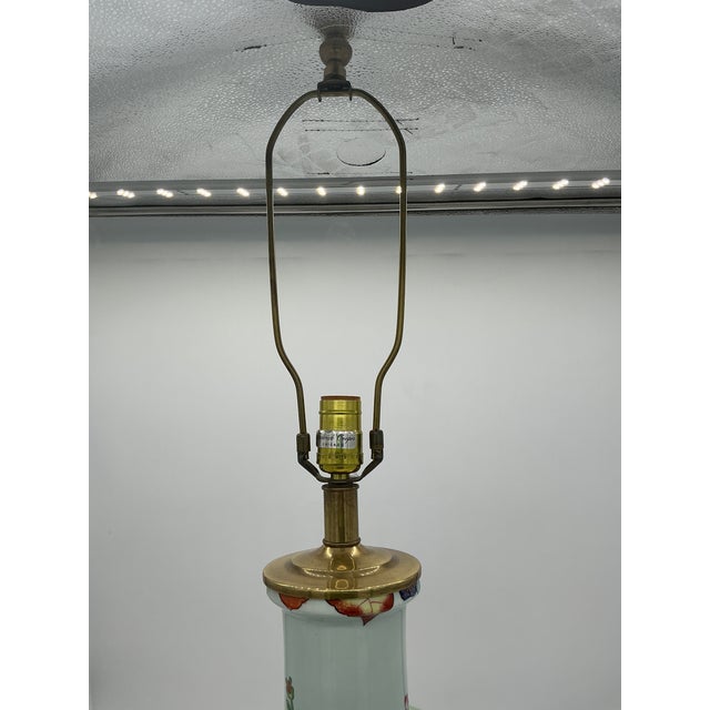Celadon 1980s Frederick Cooper Asian Floral Porcelain Table Lamp For Sale - Image 8 of 8